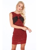 Red dress with a bow on the neckline G52360 - Online store - Boutique